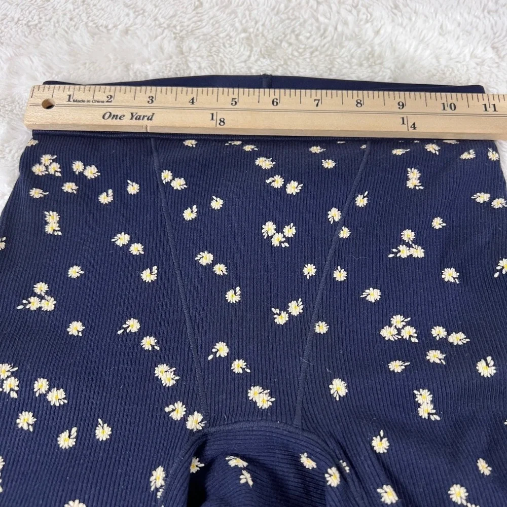 Skims Navy Blue Daisy Floral Ribbed Cotton Boxer Shorts XXS Loungewear Sleepwear